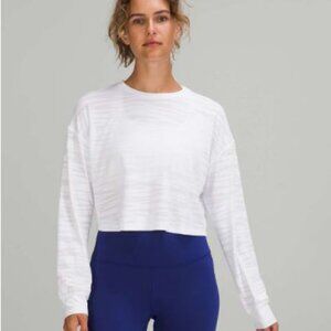 Lululemon Muscle Love Long Sleeve Shirt White Animal Print Cropped Women's 12